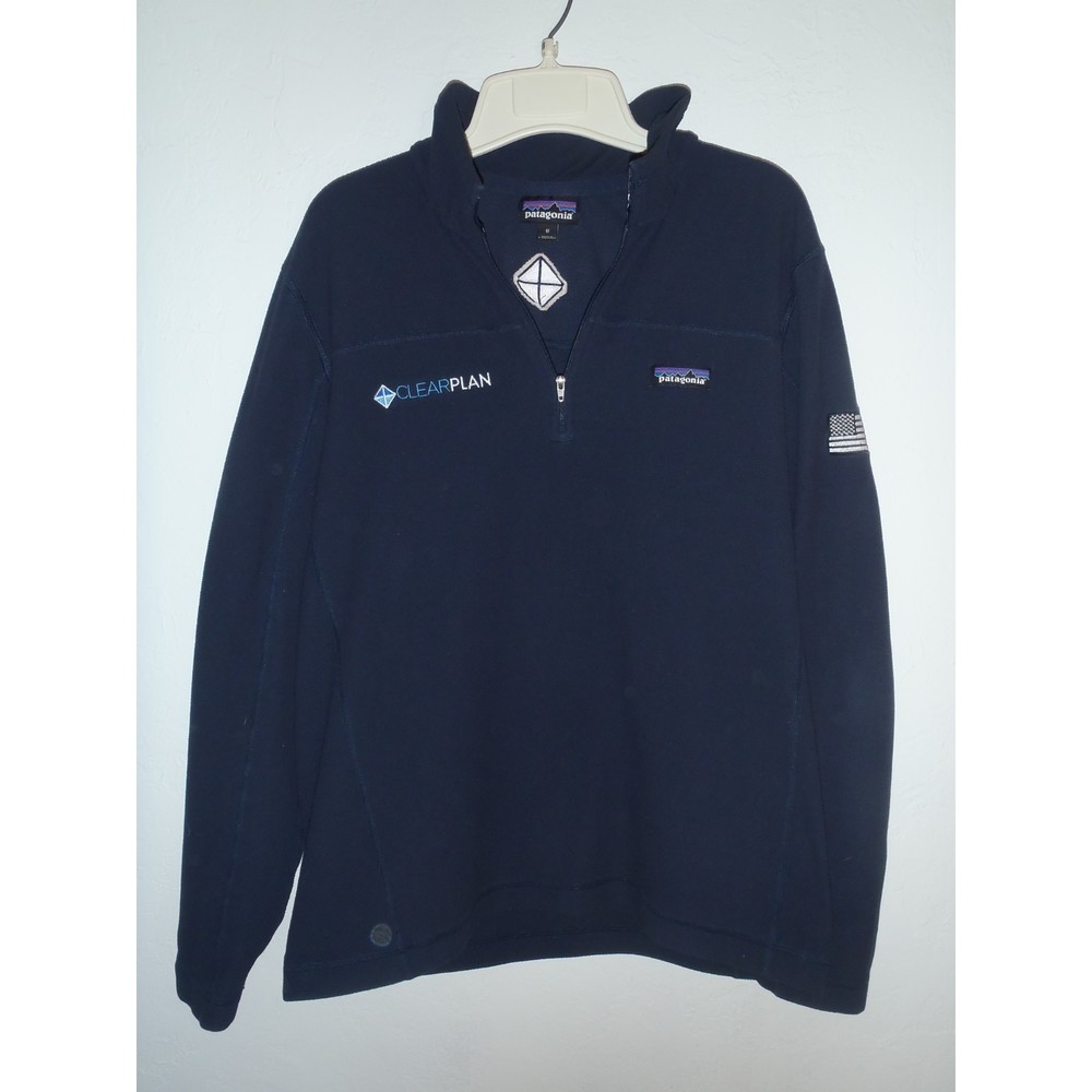 Patagonia Fleece Pullover 1/4 zip Dark Navy Med Clear Plan Logo